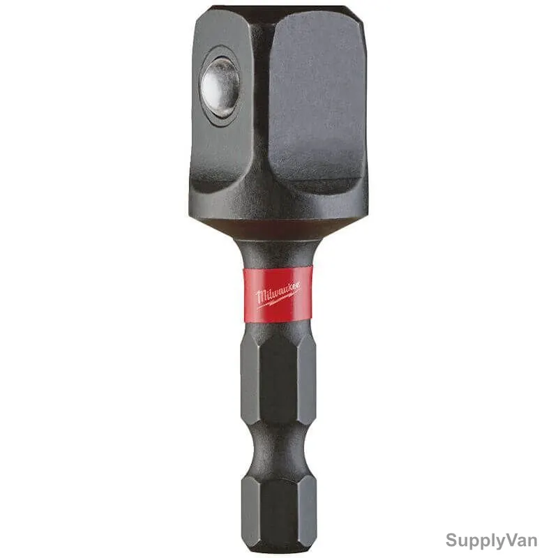 Milwaukee Socket Adaptor, 4932471827, Shockwave, 1/4 Inch Hex, 1/2 Inch Square