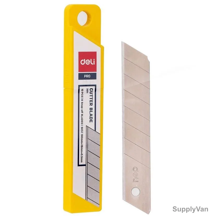 Deli 8 Snap-Off Blade, E2011, CK5 Carbon Steel, 100MM Length x 18MM Width, 10 Pcs/Pack — image 1