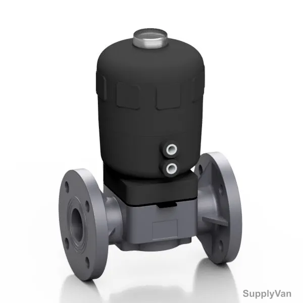 Effast Double Acting Pneumatic Diaphragm Valve With DIN Flange, MDRMPF0630-E, MV Series, PVC-U, 63MM
