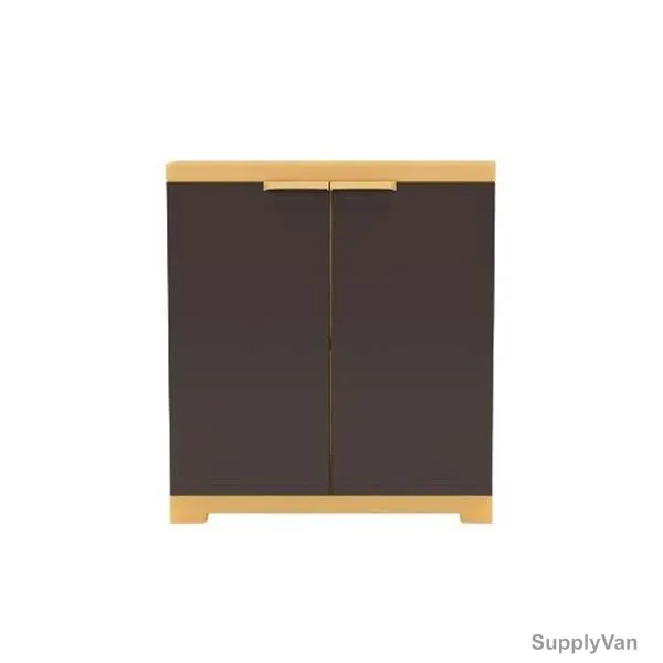 Nilkamal Freedom Mini Small Freestanding Storage Cabinet, 2 Shelves, Plastic, Weathered Brown/Biscuit — image 1