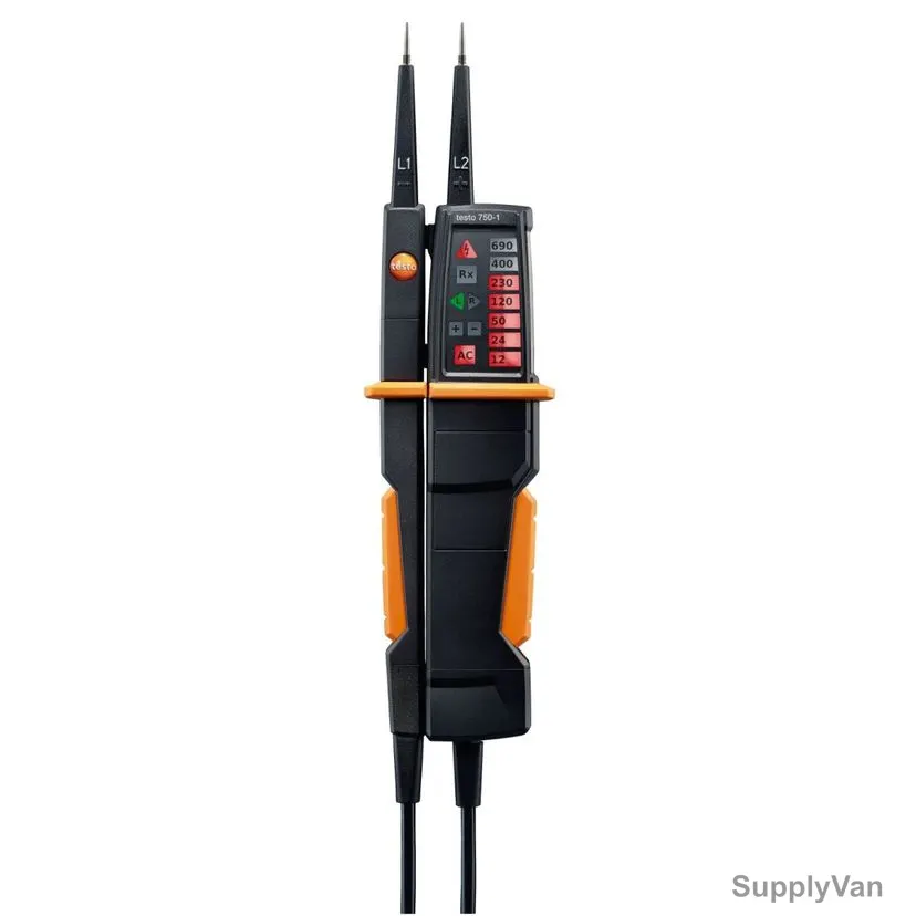 Testo Electrical Voltage Tester, 750-1, 12-690V, Black/Orange — image 1