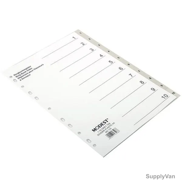 Modest File Divider With 1-10 Tab, MS-110, PVC, A4, Grey, 25 Pcs/Pack