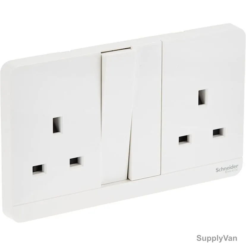 Schneider Electric Double Switched Socket, E83T25-WE-G12, AvatarOn, 2 Gang, 3P, 13A, 250VAC, White — image 1