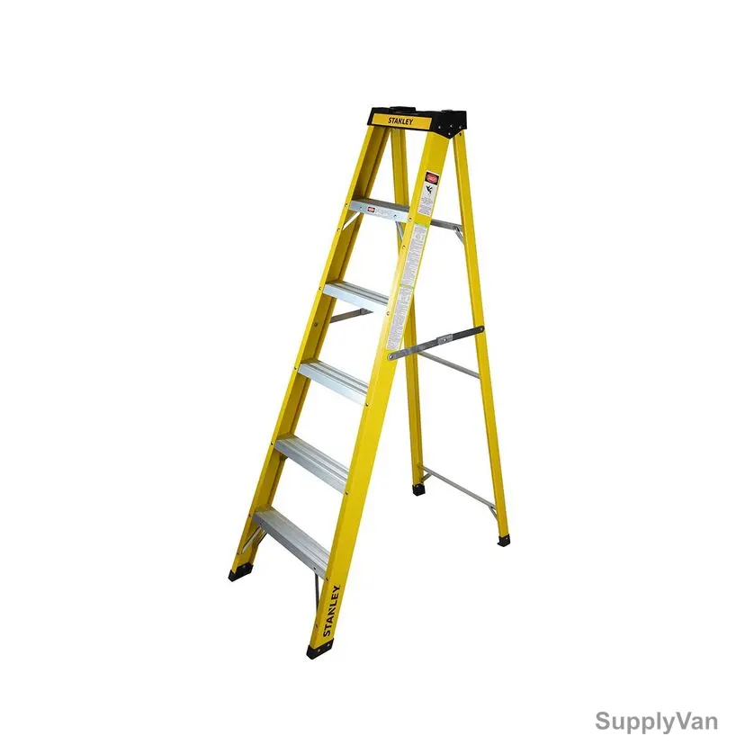 Stanley Step Ladder, SXLDFG-005, Fiberglass, 5 Steps, 150 Kg Loading Capacity