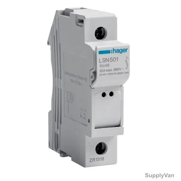 Hager Fuse Carrier, LSN501, 1 Pole, 690V, 32A, IP20, 10MM Width x 38MM Height