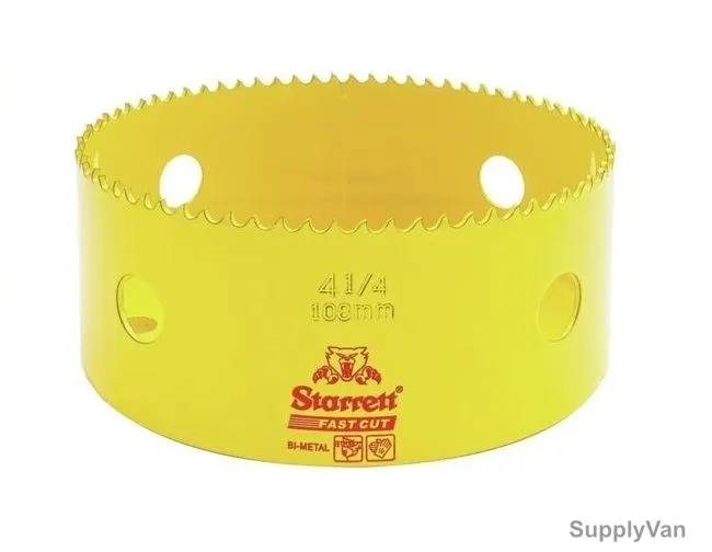 Starrett Hole Saw, FCH0414, High Speed Steel, 108MM, 5.5 TPI, Yellow
