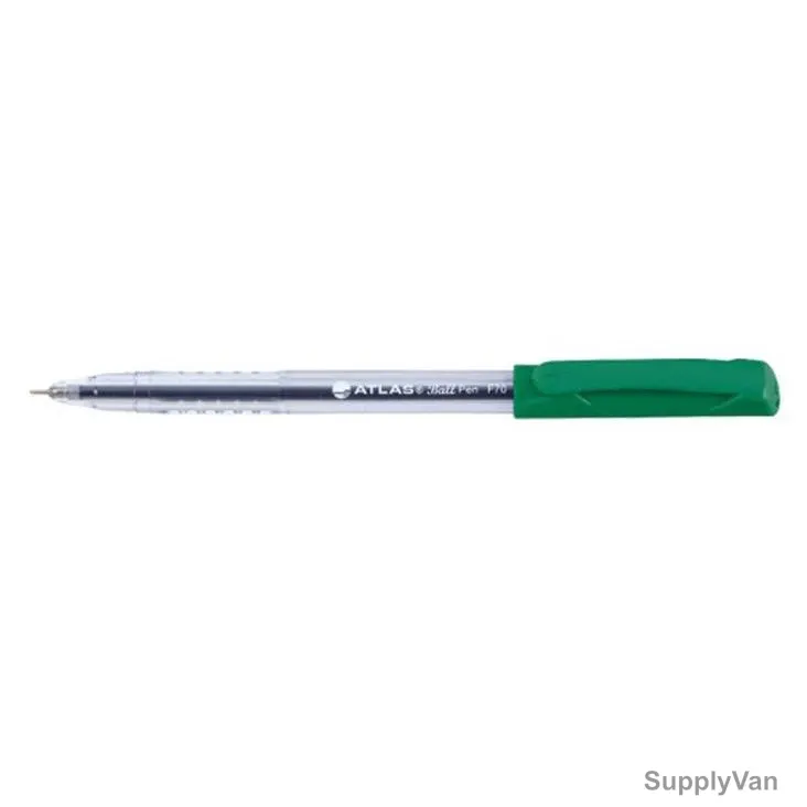 Atlas Ball Point Pen, AS-BP100F-GN, 0.7MM Tip, Green, 10 Pcs/Pack