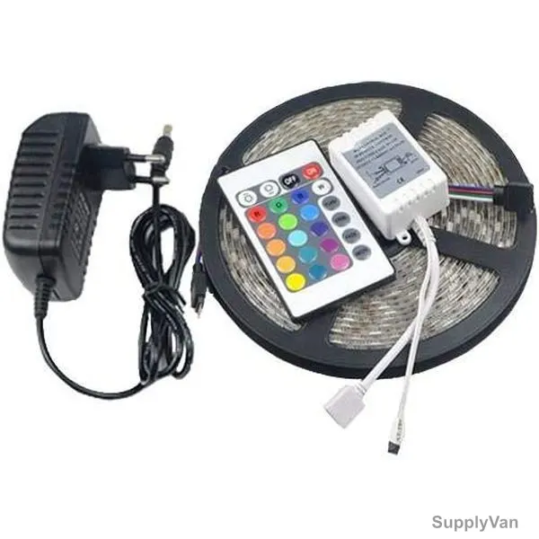 Waterproof LED Strip Light With Remote Controller, RGB 5050, 5 Mtrs, Multicolor