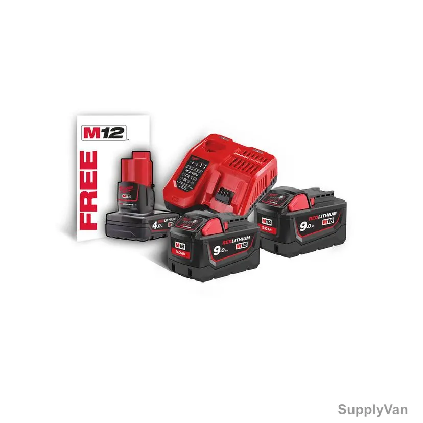 Milwaukee Battery and Charger Kit, M18NRG-902, 18V, 9.0Ah