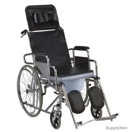 3W Commode Wheel Chair, 3W-609GC-46, Steel, Black