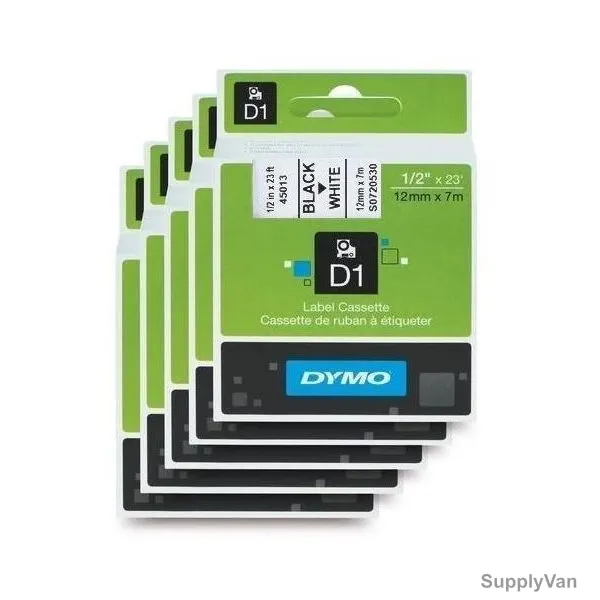 Dymo Label Cassette, D1, 12MMx7 Mtrs, PK5