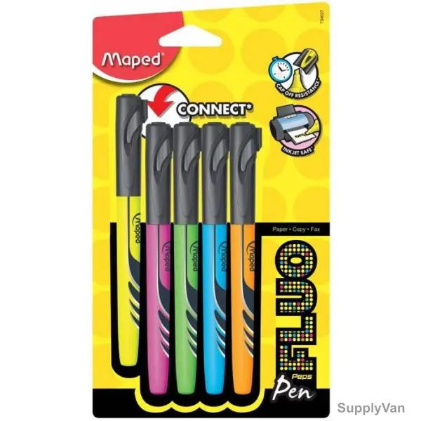 Maped Pen, MD-734027, Fluo'Peps, 3.0MM Tip Size, Assorted Colors, 4 Pcs/Set