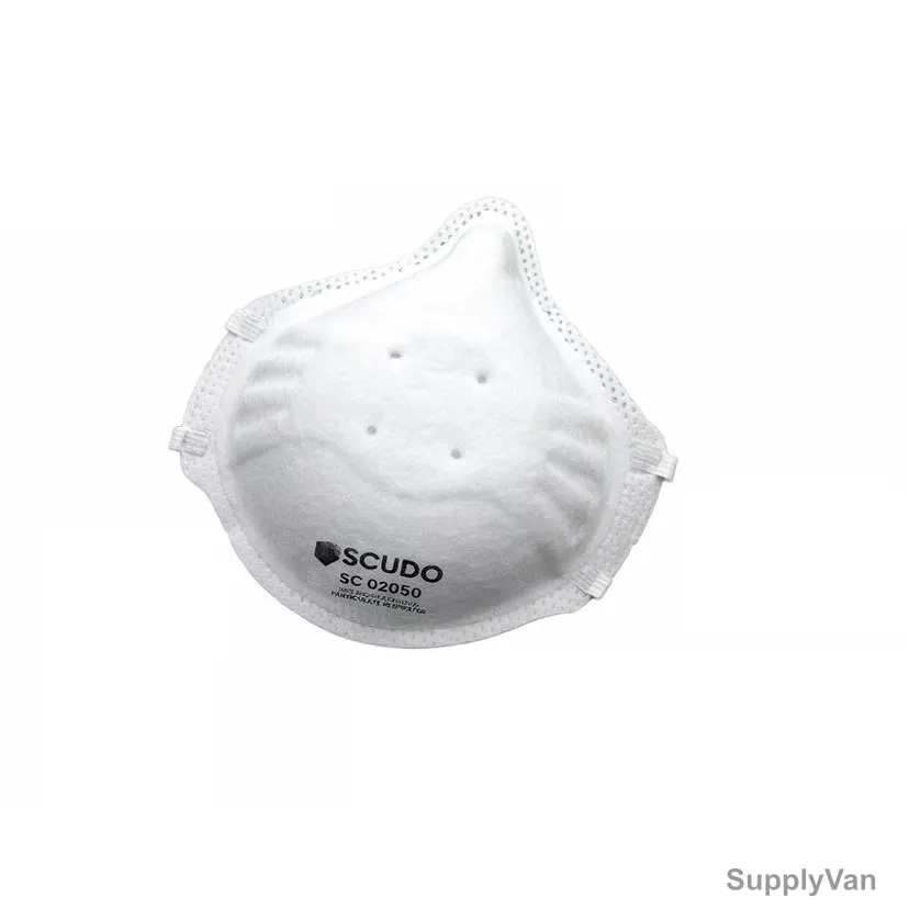 Scudo N95 Respirator Face Mask, SC-02050, Non-Woven Fabric, White, 20 Pcs/Pack
