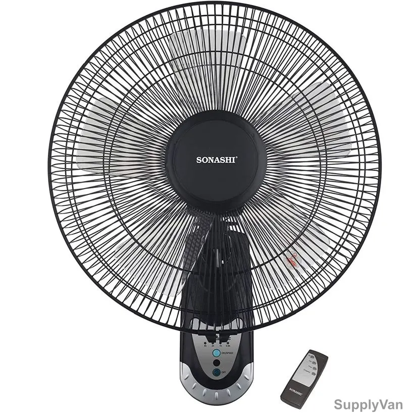 Sonashi Wall Fan With Remote Control, SF-8007-WR, 16 Inch, 60W, Black