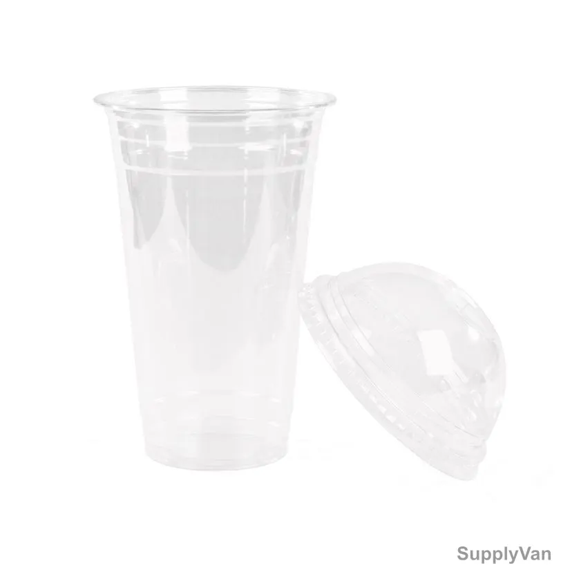 Khaleej Pack Disposable Cup With Dome Lid, PET, 16 Oz, 92MM Dia, Clear, 50 Pcs/Pack