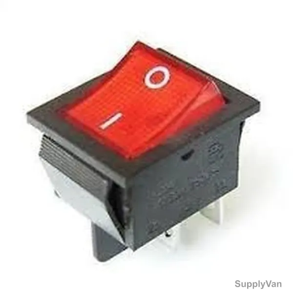 Double Pole Single Throw Rocker Switch, 250V, Red and Black