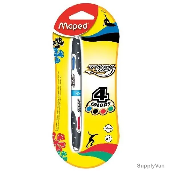 Maped FW Twin Tip 4 Color Ball Point Pen, MD-229120, Multicolor