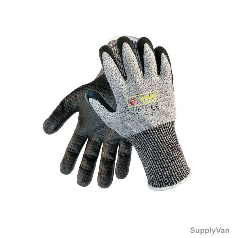 B-Max Cut Level C Nitrile Foam Coated Safety Gloves, BM2012-A, HPPE, M, Black/Grey — image 1