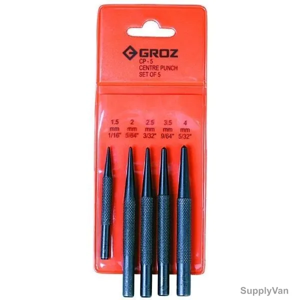 Groz Centre Punch Set, CP-5-ST, 5PCS