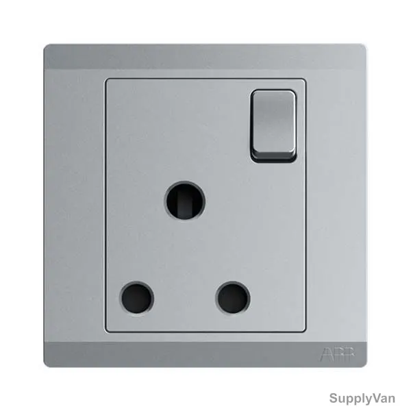 Abb Single Pole Switch Socket, BL209-G, Inora, 1 Gang, 15A, Classic Grey