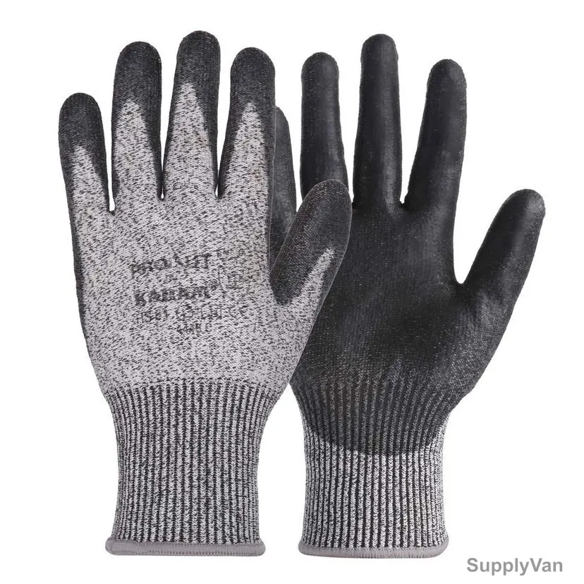 Karam HPPE Cut-4 PU Coated Hand Gloves, HS51, L, Black — image 1