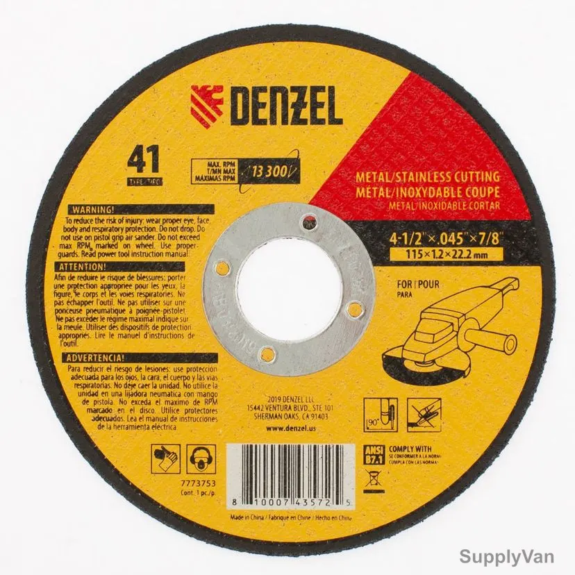 Denzel Metal Grinding Wheel, 7773753, Type 41, 115 x 1.2 x 22.2MM — image 1