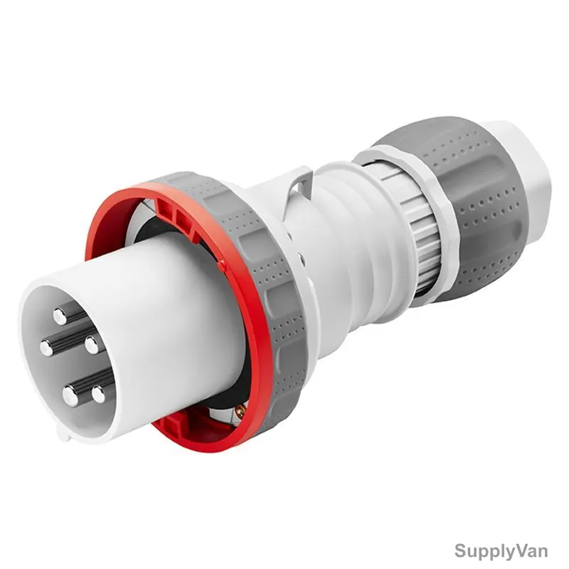 Gewiss Straight Plug, GW60060H, IP44, 125A, 3P+E, White-Red