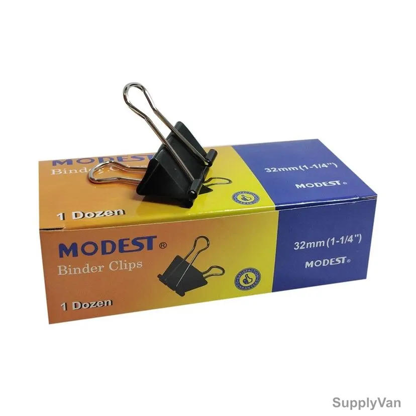 Modest Binder Clip, 32MM, Black, 12 Pcs/Pack