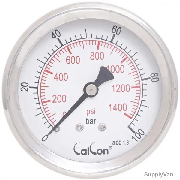 Calcon Pressure Gauge, CC18D, 63MM, 1/4 Inch, NPT, 0-100 Bar — image 1