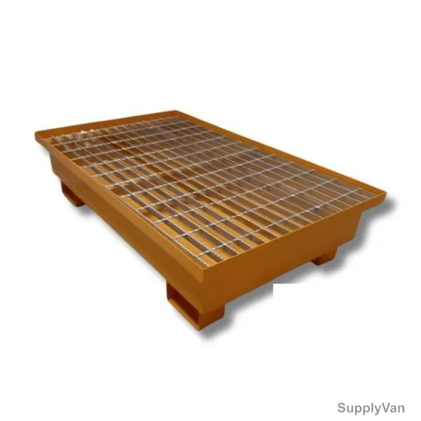 D-Safe Steel Spill Pallet, ST002, 208 Ltrs Leakage Capacity, 2000 Kg Loading Capacity, Brown