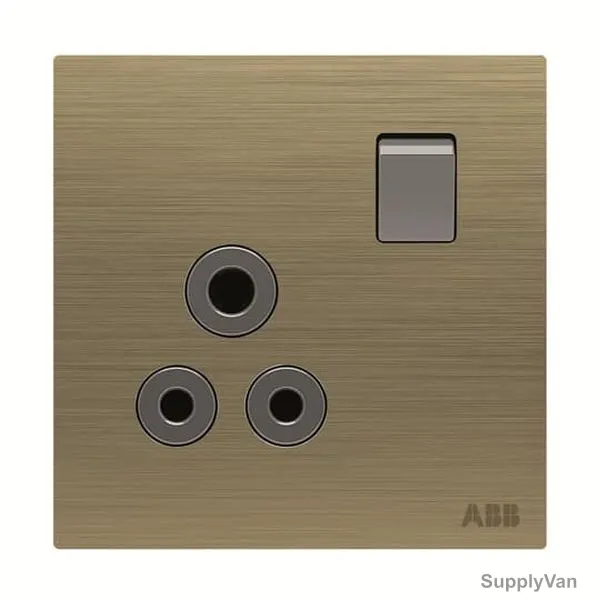 ABB Double Pole Round Pin Switched Socket, AM22186-AG, Millenium, 1 Gang, 5A, Antique Gold