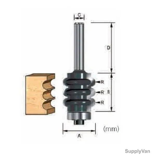 Makita Three Bead Fluting Bit, D-13100, 22.2x25.4MM