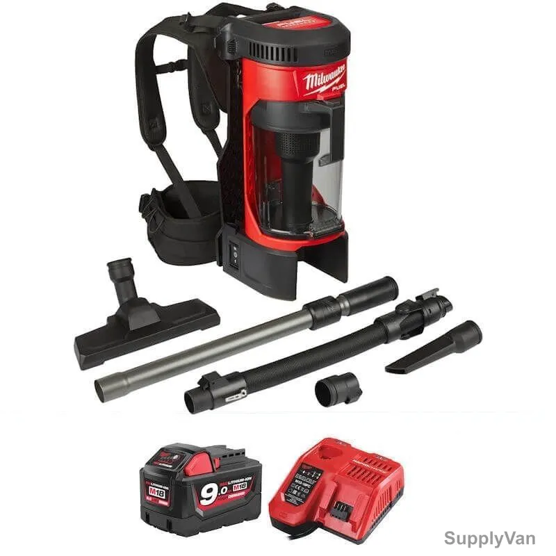 Milwaukee Cordless Backpack Vacuum Cleaner Kit, M18FBPV-901, 18V, 4 Pcs/Kit — image 1