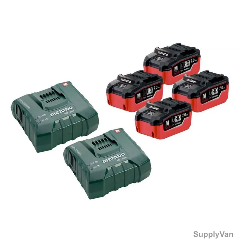 Metabo Cordless Tool Battery Set, 685114000, 18V, 4 x 7Ah Battery