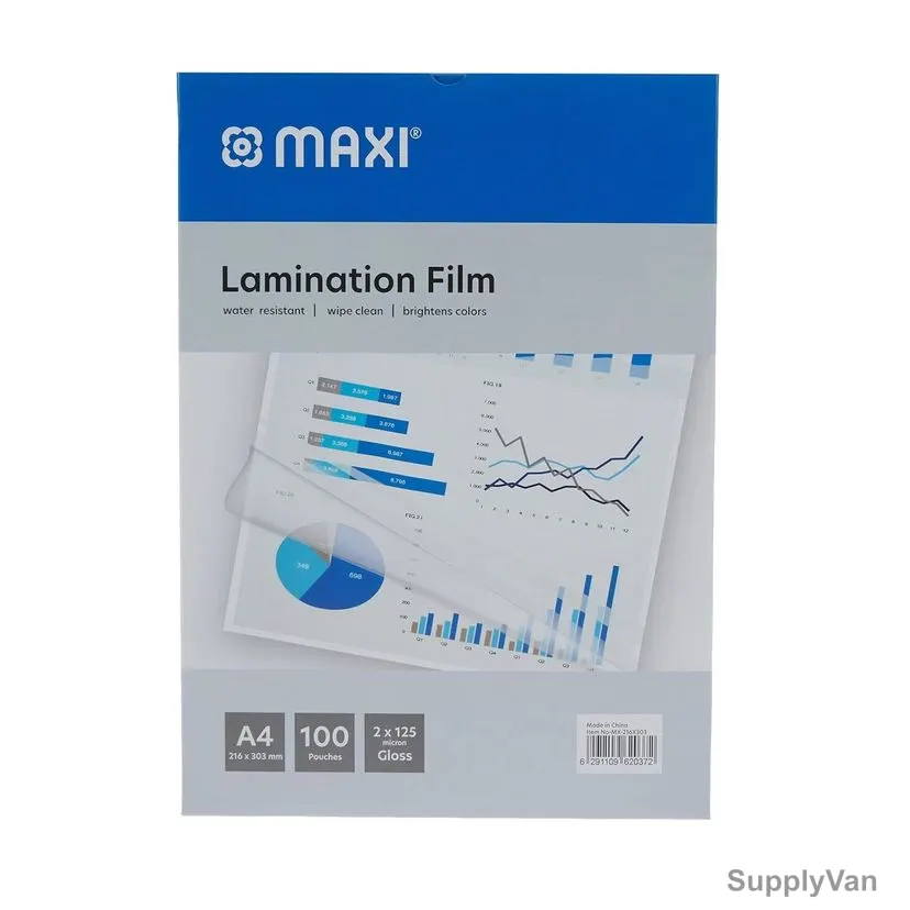 Maxi Lamination Film, A4, 125 Micron, Clear, 100 Pcs/Pack