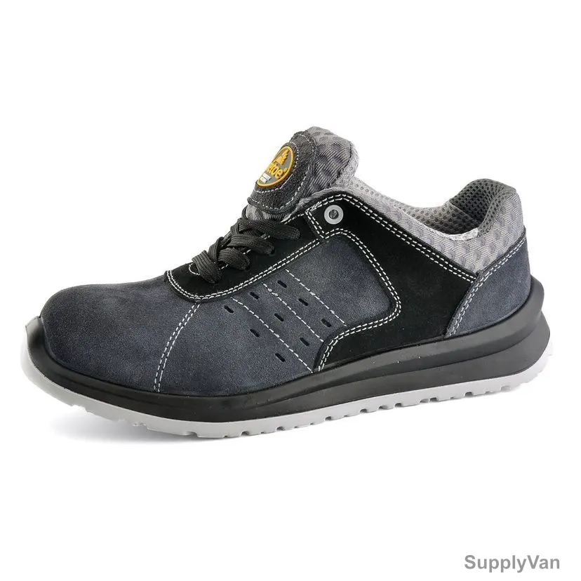Safetoe Composite Toe Breathable Safety Shoes, S502024401, S1P SRC, Suede Leather, Size38, Grey/Black