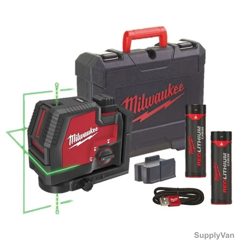 Milwaukee USB Rechargeable Cross Line Laser, L4-CLLP-302, 30 Mtrs — image 1