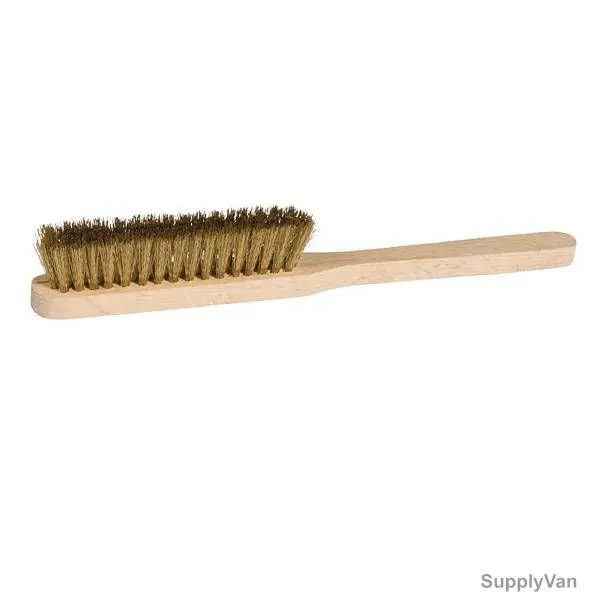 Crimped Wire Brush, Brass Plated, Wood Handle, Black, 12 Pcs/Pack