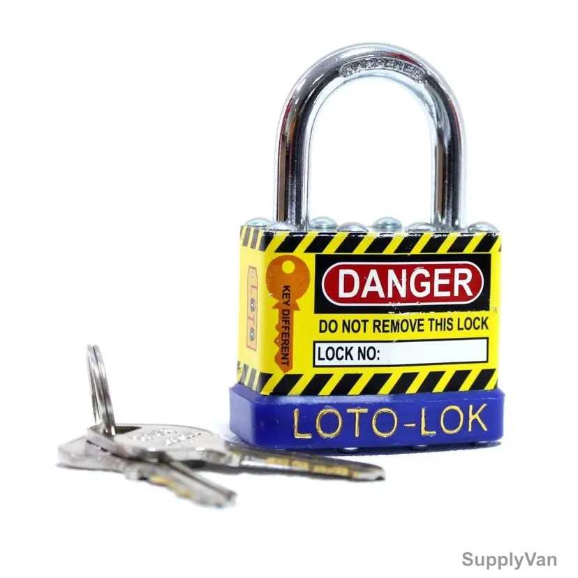 Loto-Lok Lockout Padlock, 2PTPSBKDS24, Steel, 24 x 6MM, Yellow and Blue — image 1