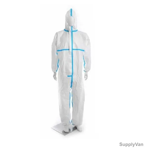 Scudo Microporous Disposable Coverall, SC-06030, Chem Pro, 2XL, White/Blue — image 1