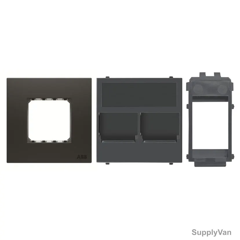 ABB Half/Double Rocker Frame Cover Plate With Shutter And Keystone Support, AMD5144-SB+AMD33244-AN+AMD6016, 3 Pcs/Set — image 1