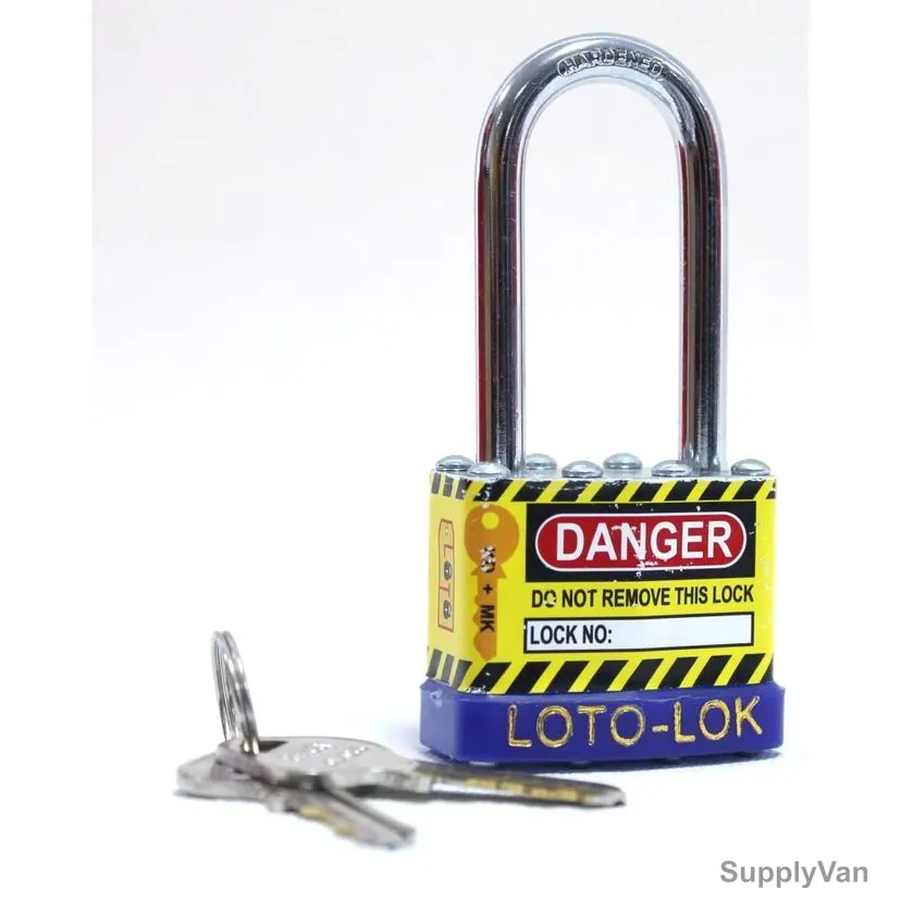 Loto-Lok Lockout Padlock, 2PTPSPKDL47, Steel, 47 x 6MM, Yellow and Purple — image 1