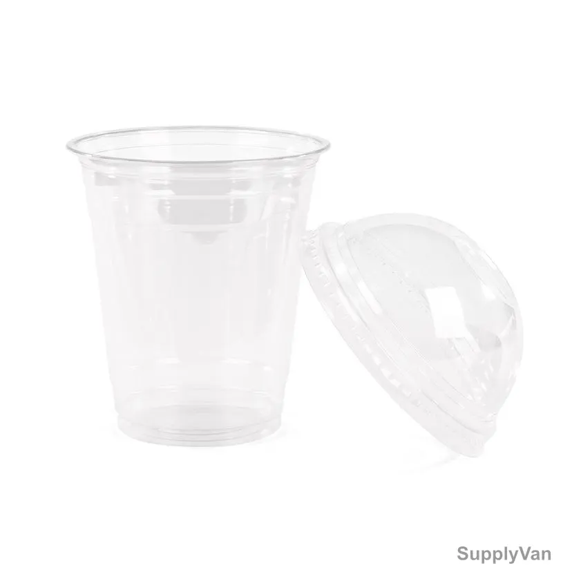 Khaleej Pack Disposable Cup With Dome Lid, PET, 12 Oz, 92MM Dia, Clear, 50 Pcs/Pack