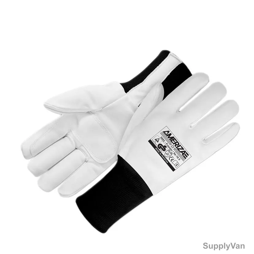 Ameriza Freezer Gloves With Fleece Lining, 3602, Full Grain Leather, 10.5 Inch, White