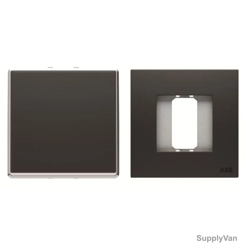 ABB Electrical Switch With Rocker Frame, AMD11044-BG+AMD5044-BG, Millenium, 1 Gang, 1 Way, 20A, Black Glass — image 1