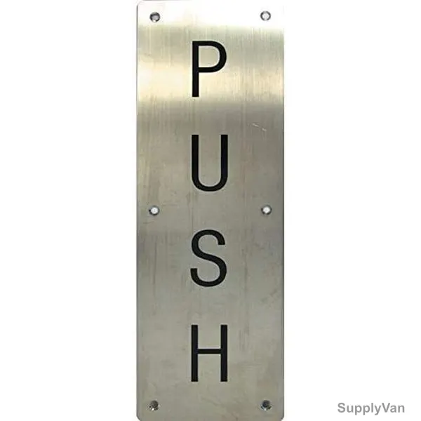 Robustline Push Plate With Letter, 12 x 4 Inch, Silver