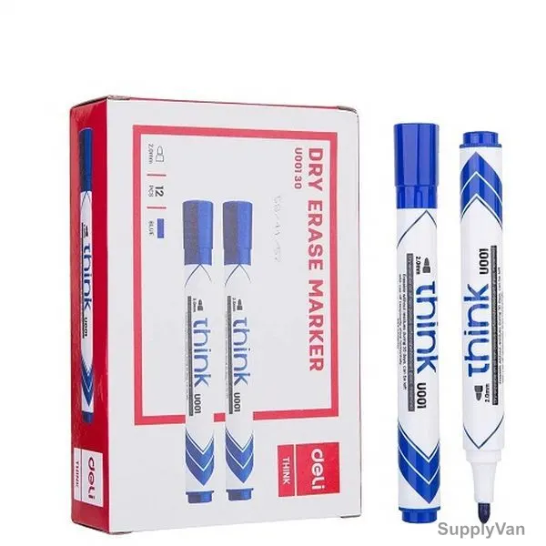Deli Dry Erase Marker, EU00130, 2.0MM Tip Size, Blue, 12 Pcs/Pack