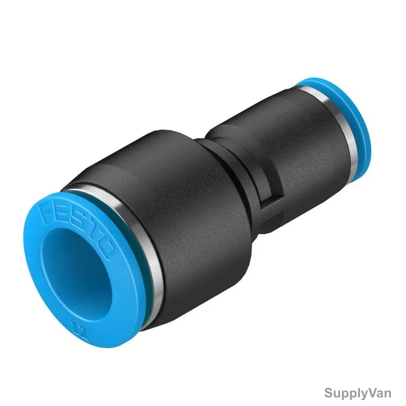 Festo Push-In Connector, QS-12-8, Stainless Steel/NBR, 14 Bar, 6.2MM Nominal Size — image 1
