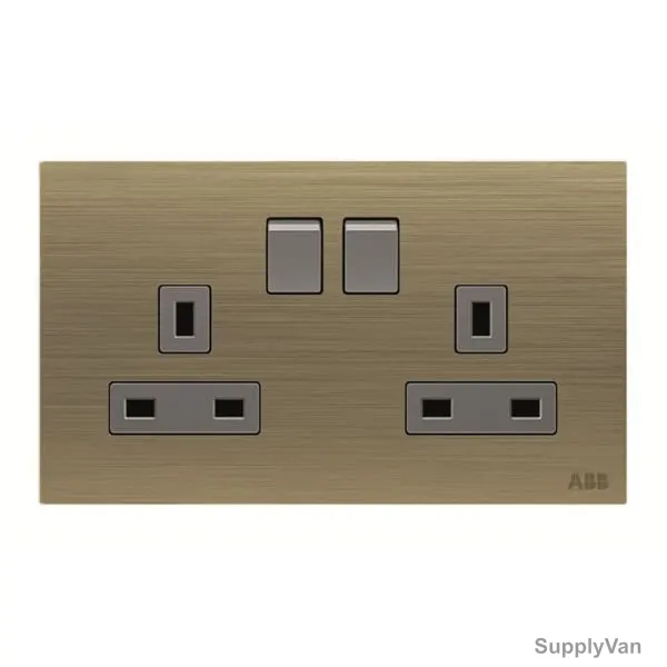 ABB Dual Pole Switch Socket, AM239147-AG, Millenium, 2 Gang, 13A