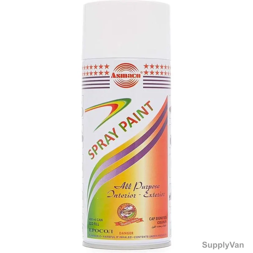 Asmaco All Purpose Interior and Exterior Spray Paint, 400ML, White
